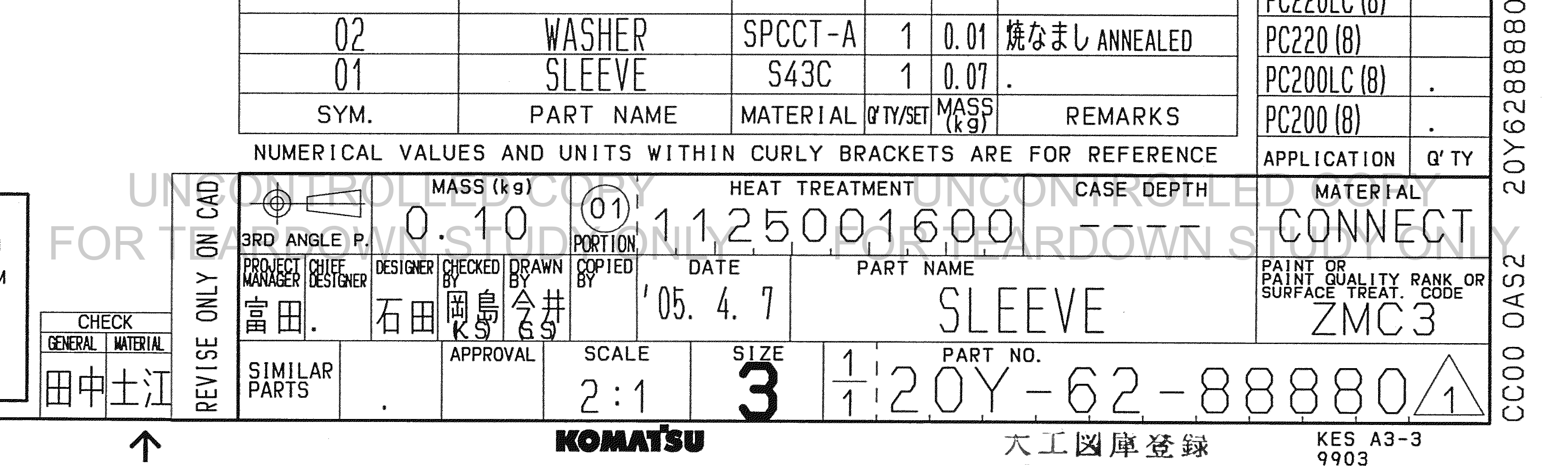 ตัวอย่าง Drawing สำหรับ 20Y6288880