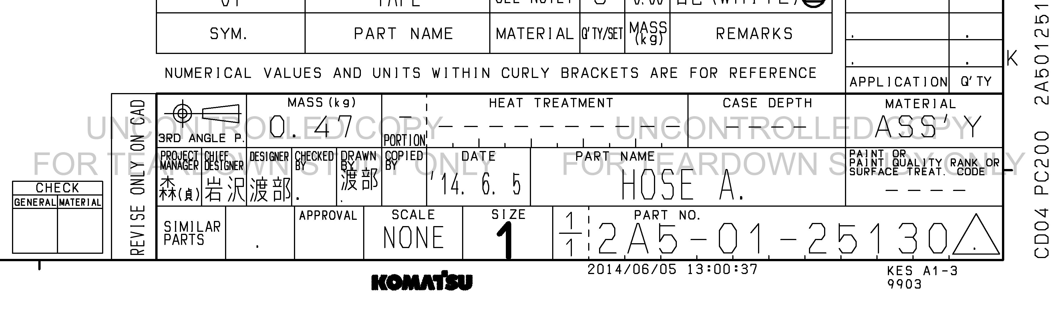ตัวอย่าง Drawing สำหรับ 2A50125130