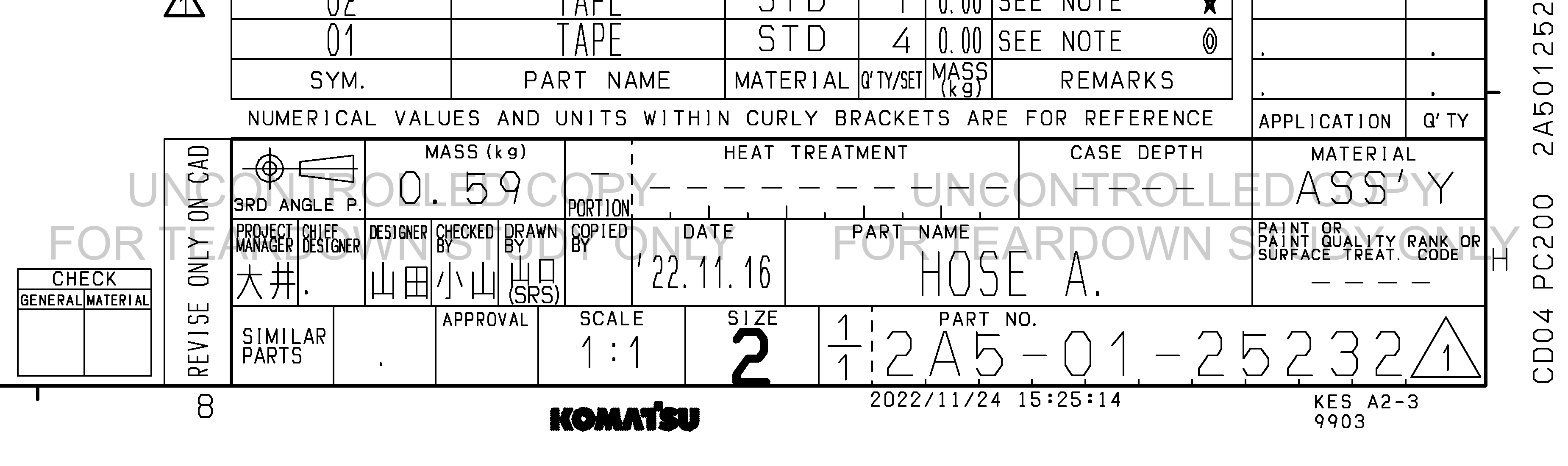 ตัวอย่าง Drawing สำหรับ 2A50125232