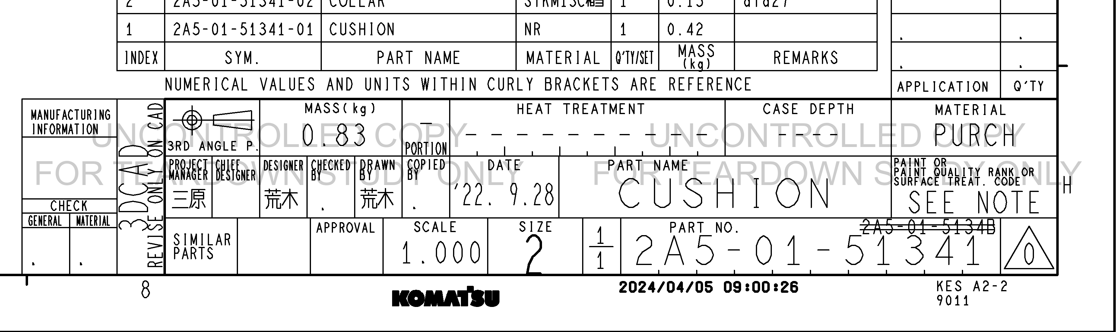ตัวอย่าง Drawing สำหรับ 2A50151341