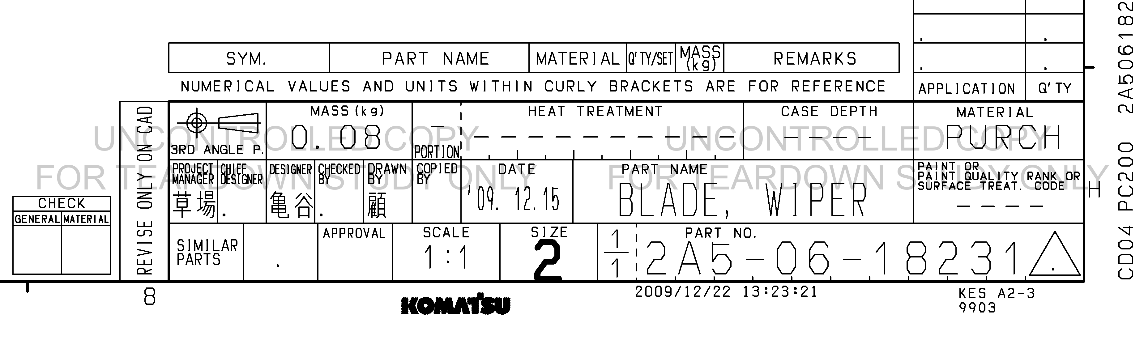 ตัวอย่าง Drawing สำหรับ 2A50618231
